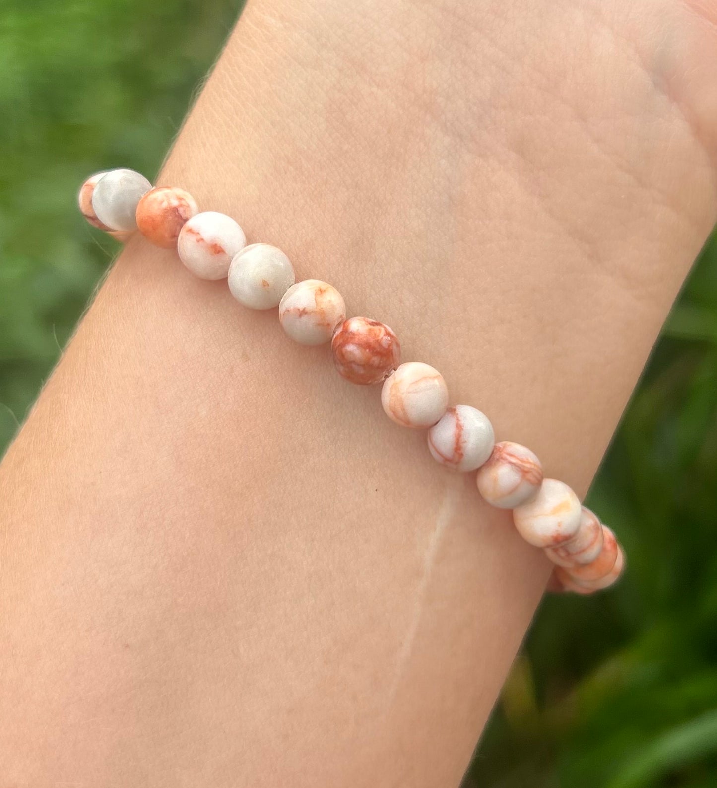 Red Vein Jasper Beaded Crystal Bracelet