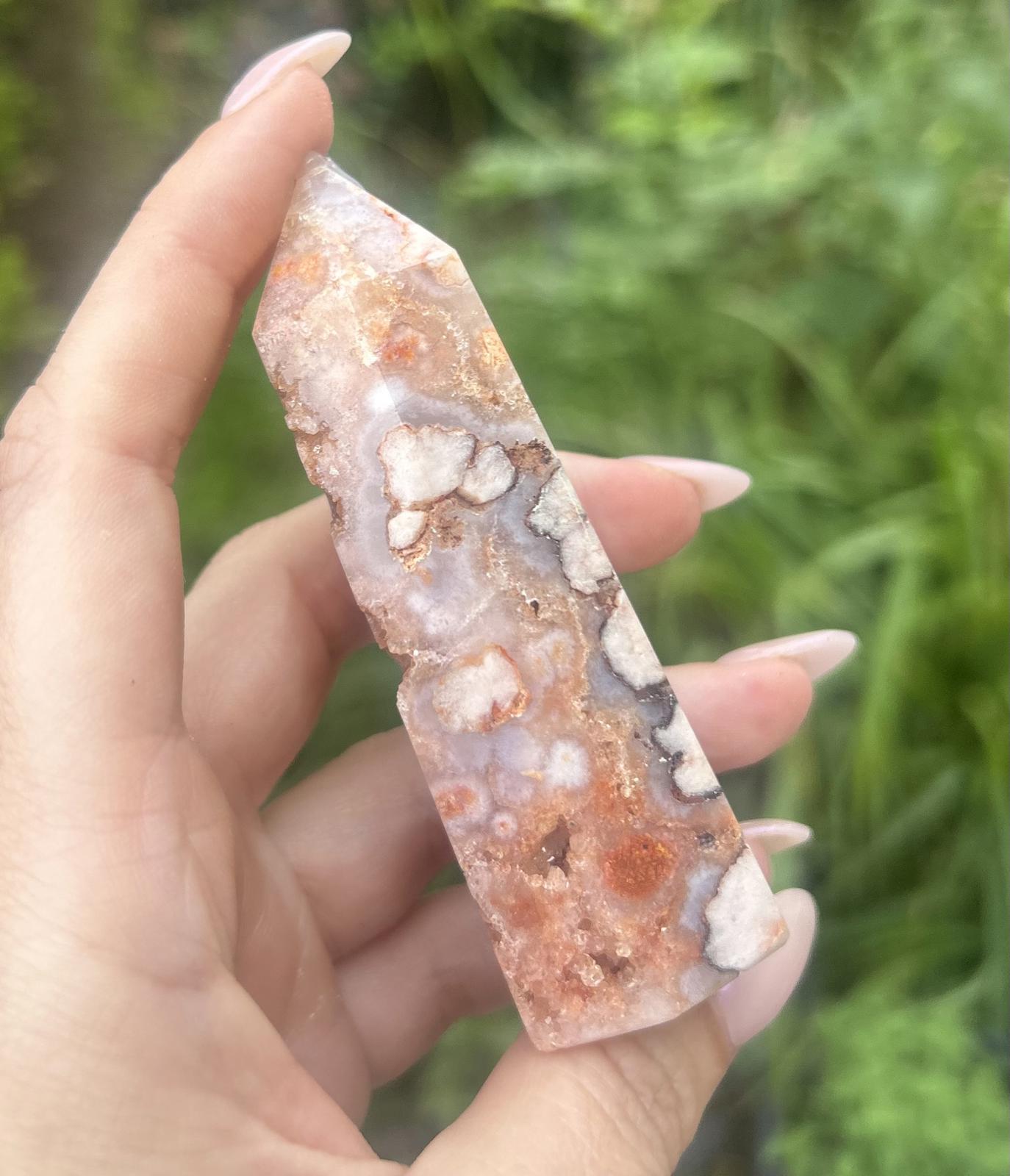 Pink Flower Amethyst Druzy Crystal Tower