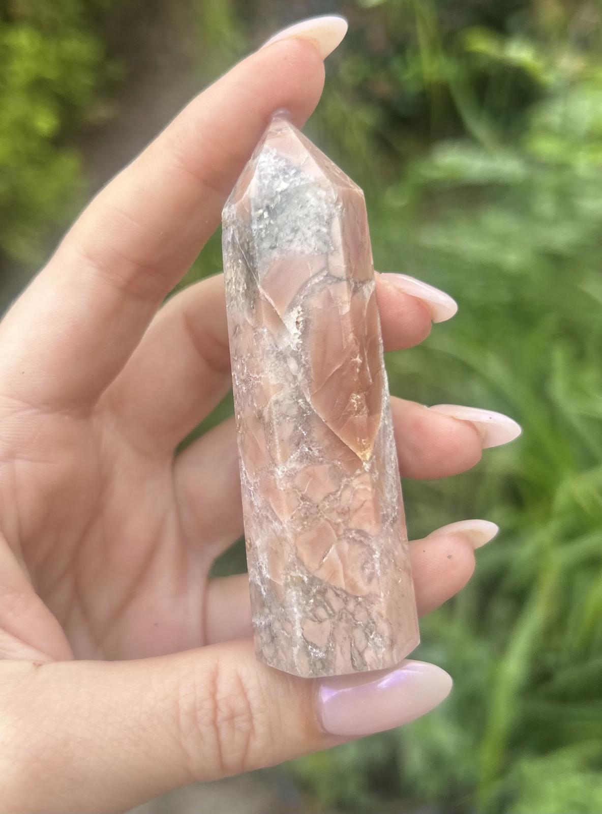 Pink Agate Druzy Quartz Tower