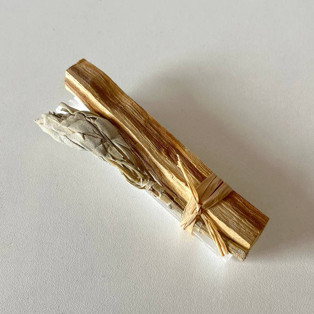 Mini Smudge Cluster, White Sage, Palo Santo & Selenite 4"