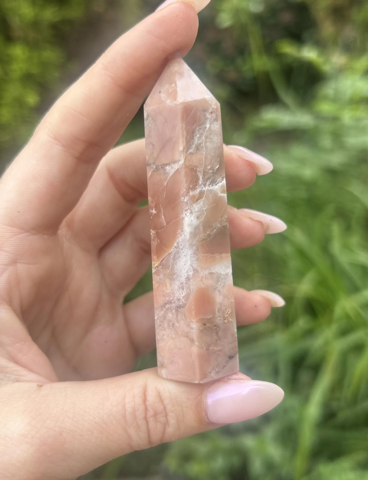 Pink Agate Druzy Quartz Tower