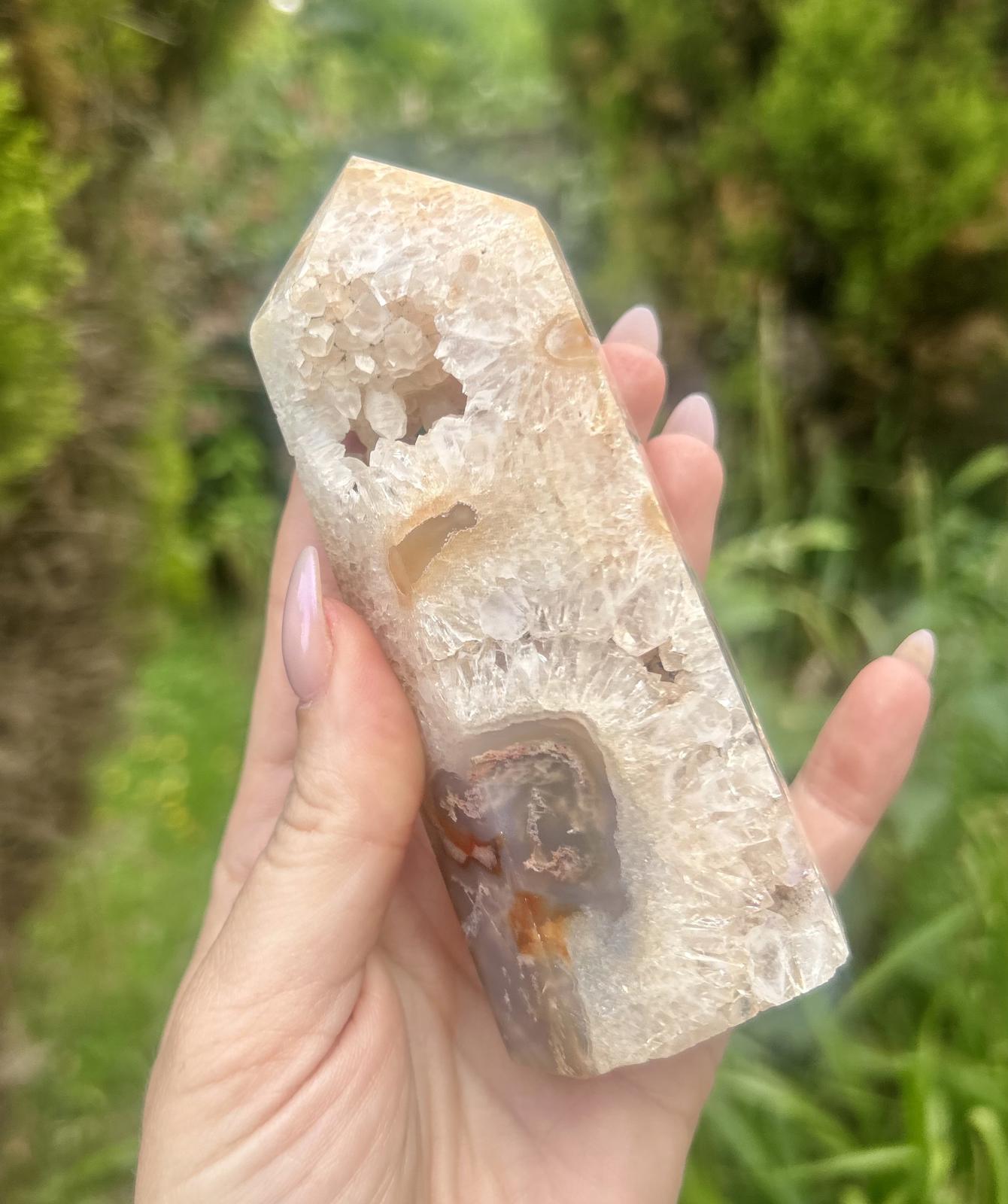 Red Moss Agate Druzy Chunky Large Crystal Tower