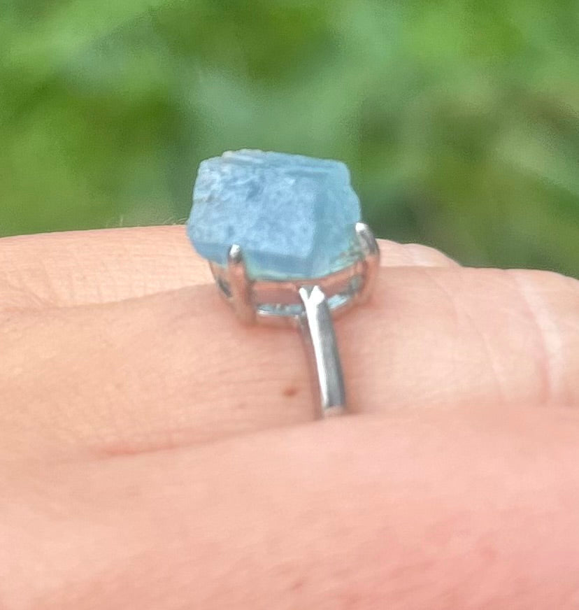 Aqua Marine Crystal Ring (B)