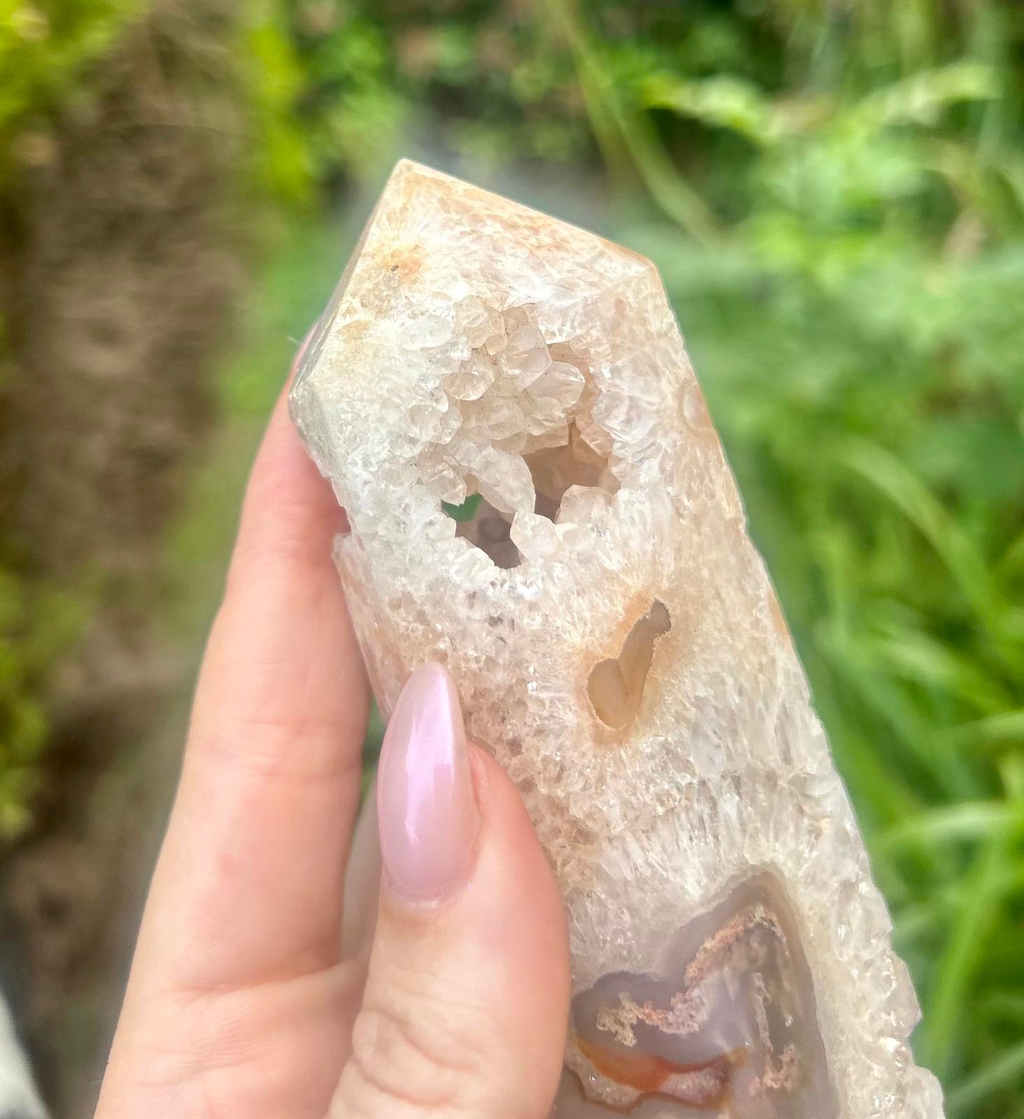 Red Moss Agate Druzy Chunky Large Crystal Tower