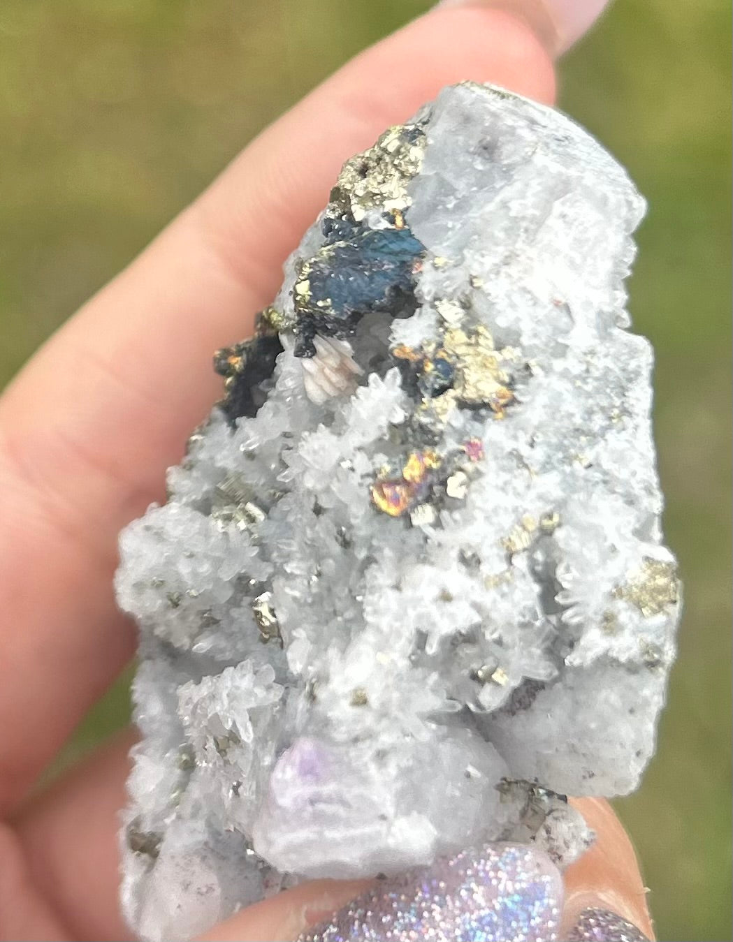 Quartz, Red Quartz, Pyrite, Galena and A Touch of Purple Fluorite