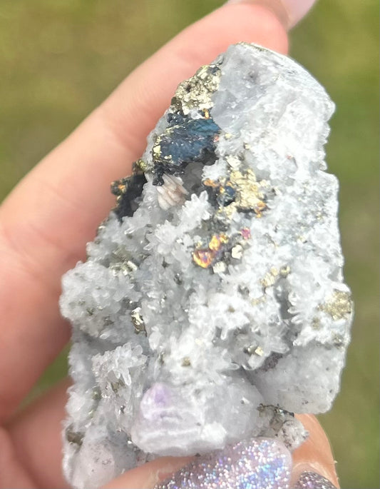 Quartz, Red Quartz, Pyrite, Galena and A Touch of Purple Fluorite