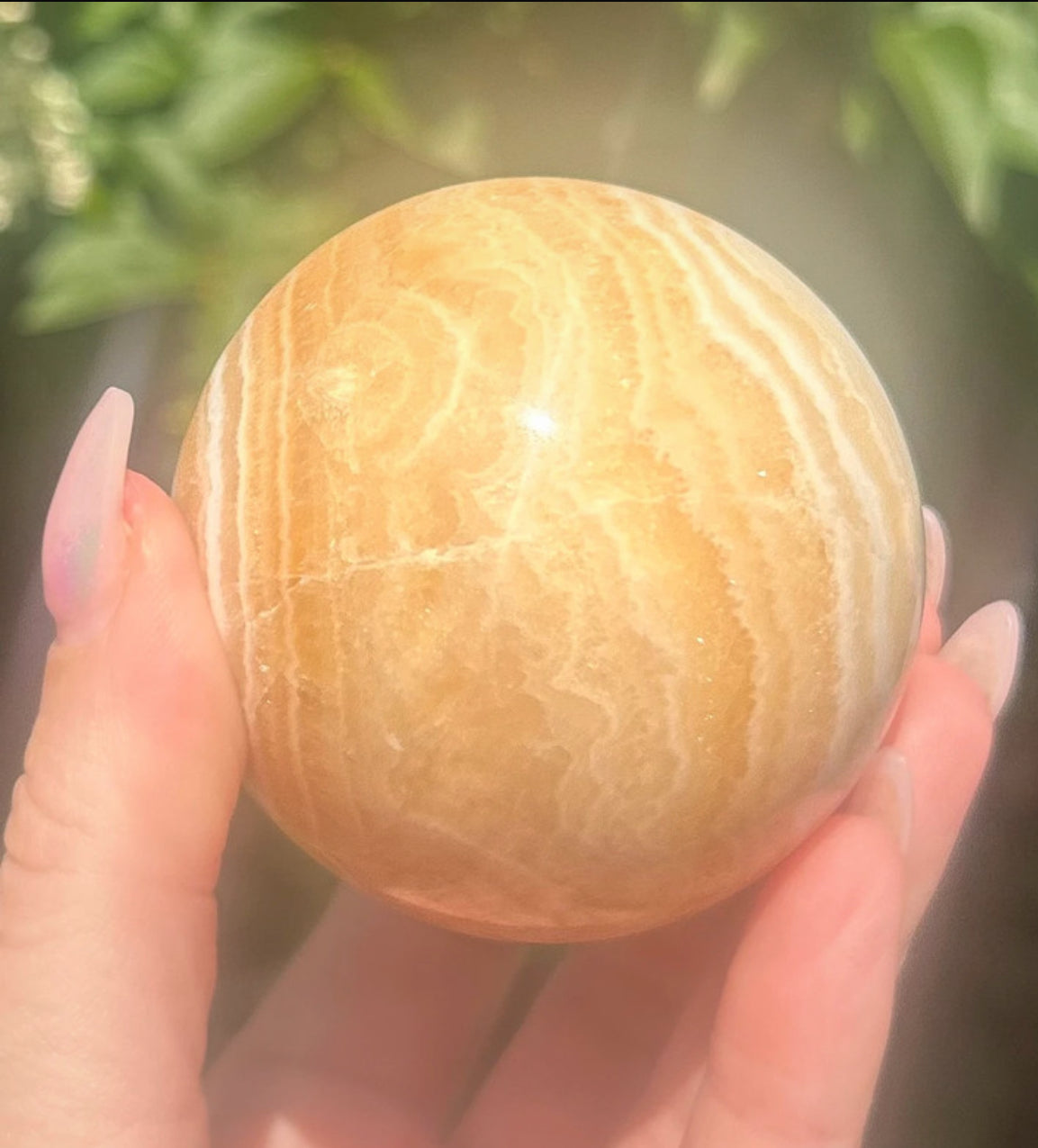 Orange Calcite Banded Sphere