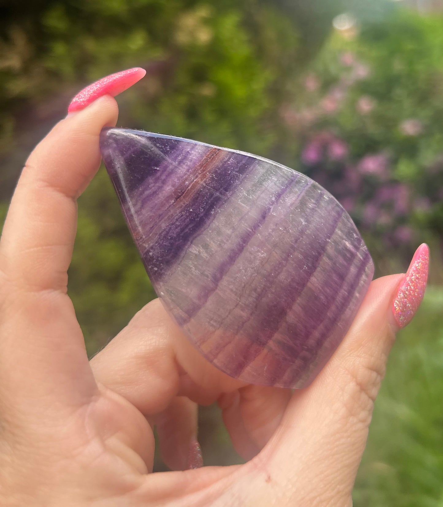 Fluorite with Firequartz Tear drop / Flame