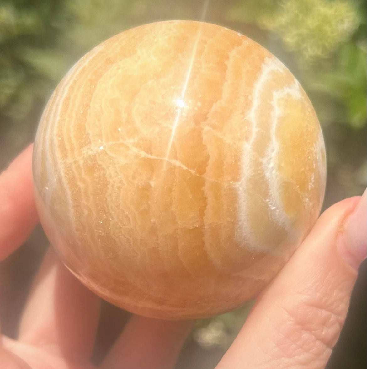 Orange Calcite Banded Sphere