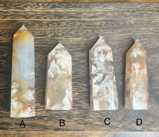 Flower Agate Crystal Tower