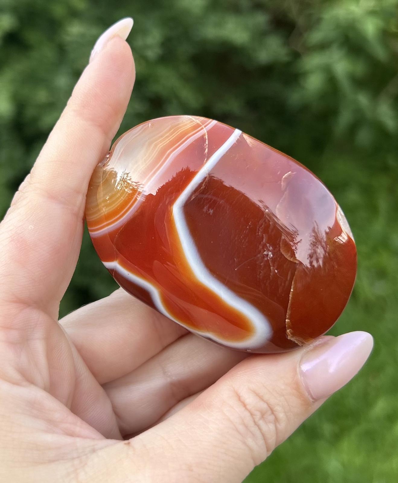 Large Carnelian Crystal Palmstone With Quartz