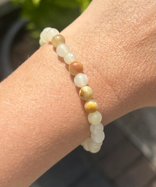 Afghanistan White Jade Crystal Beaded Bracelet