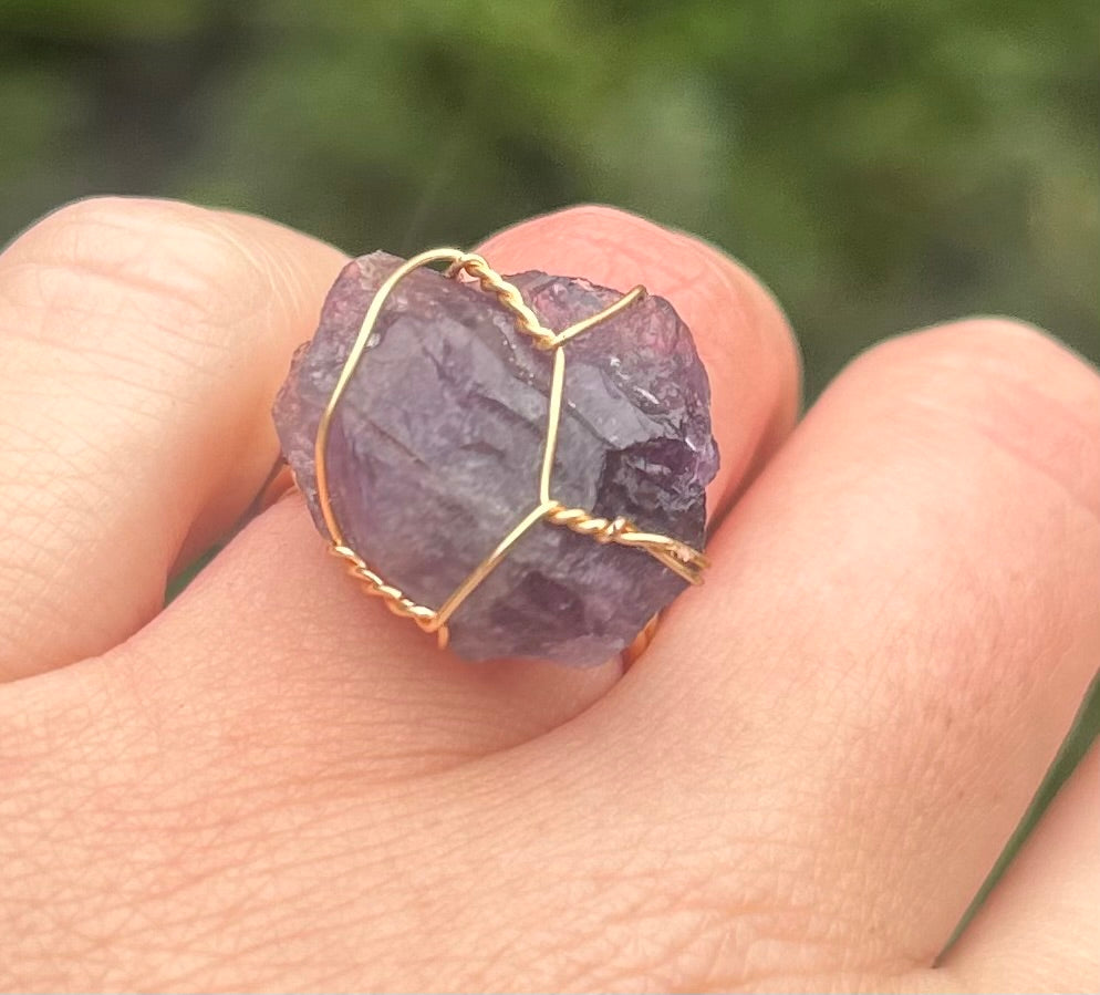 Amethyst Crystal Cocktail Ring