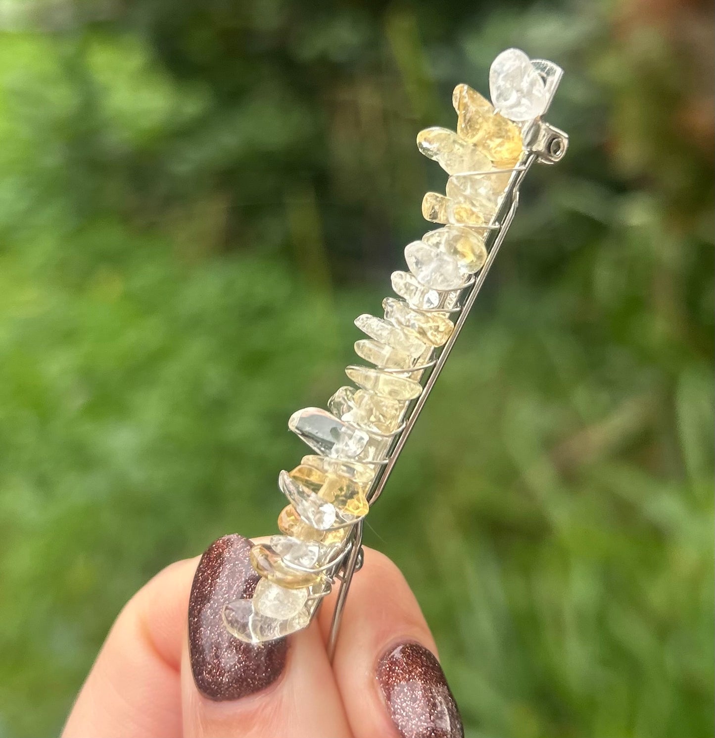 Citrine Crystal Chip Hairslide