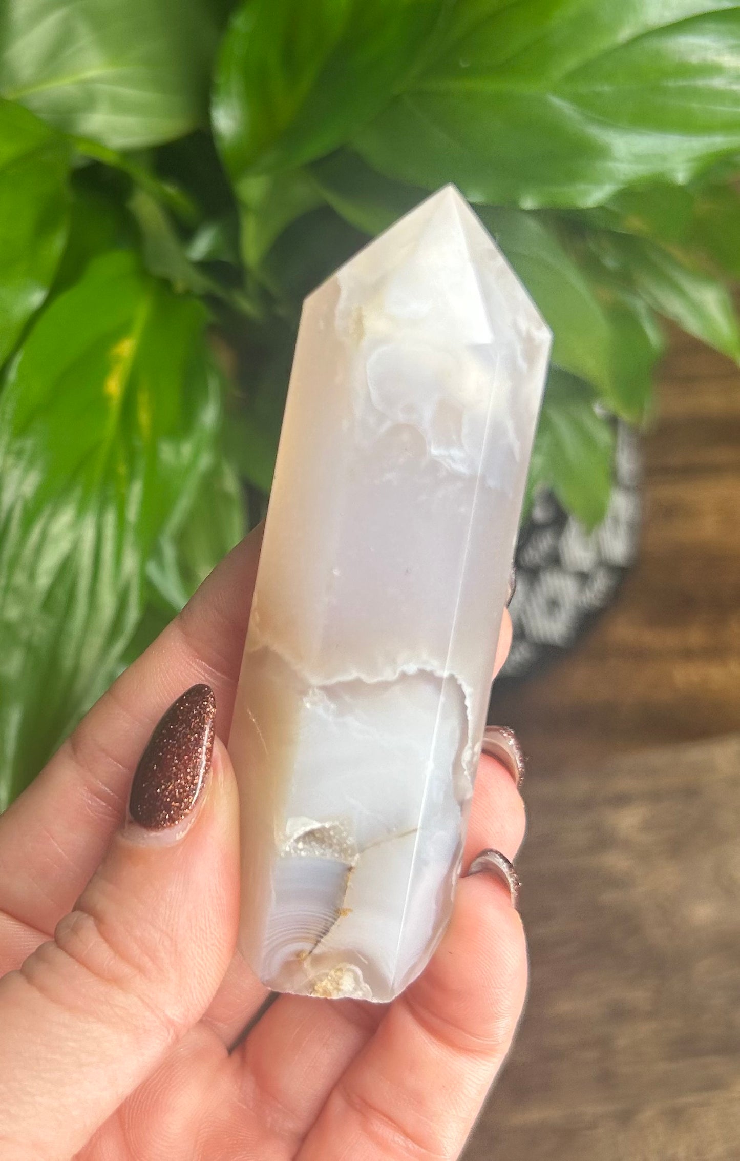 White Flower Agate Crystal Tower