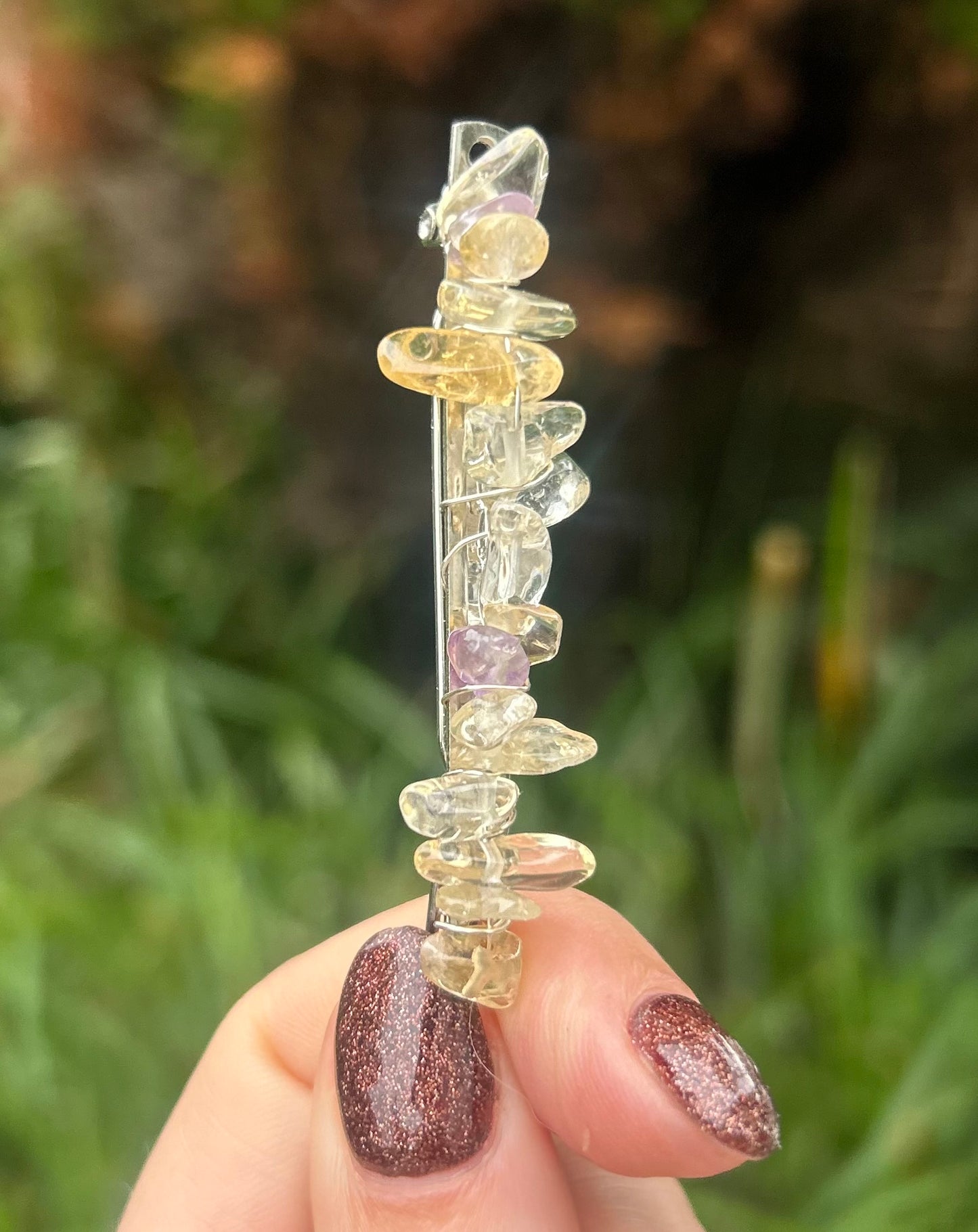 Citrine & Amethyst Hair Slide