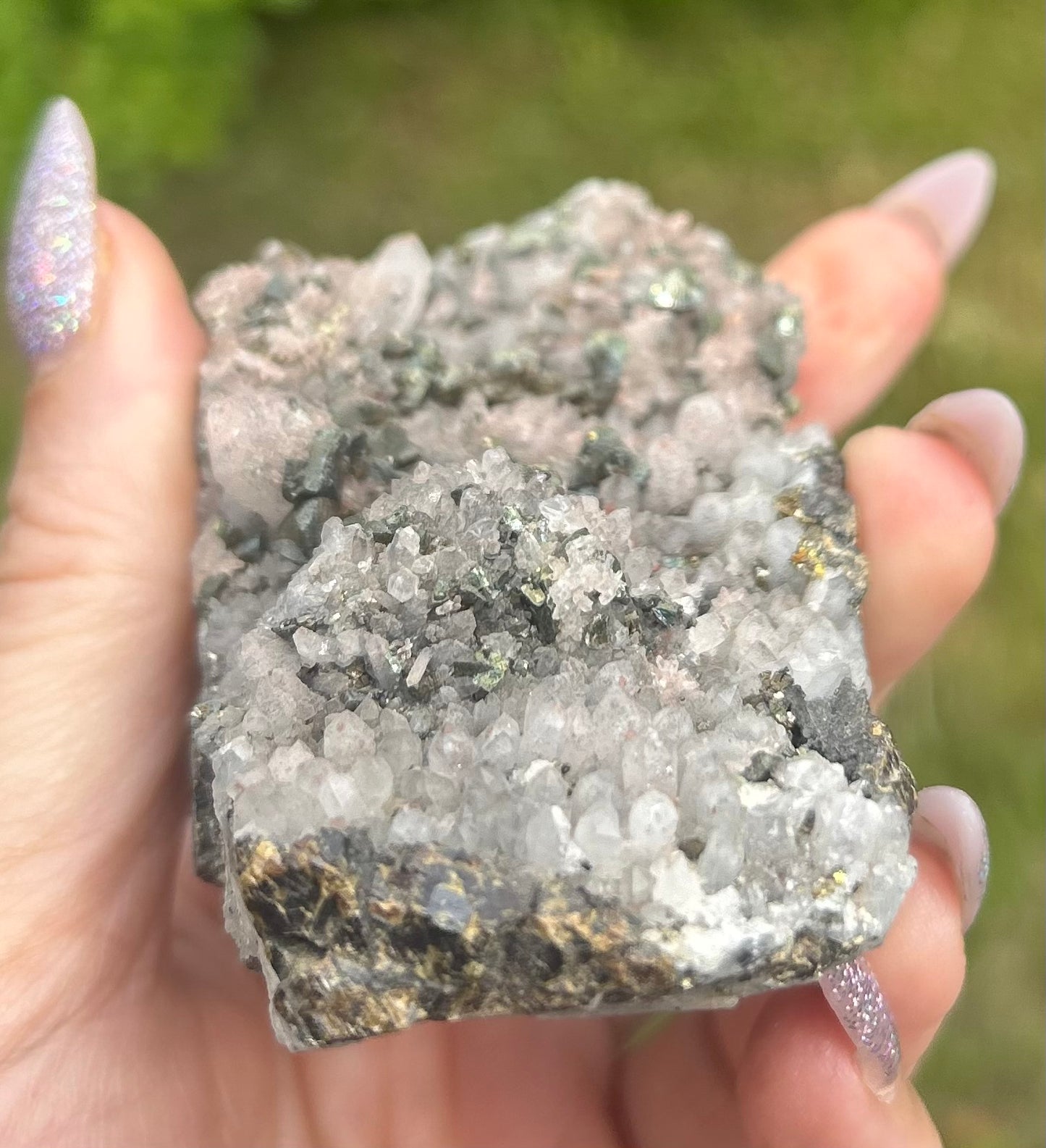 Quartz, Red Quartz, Galena and pyrite