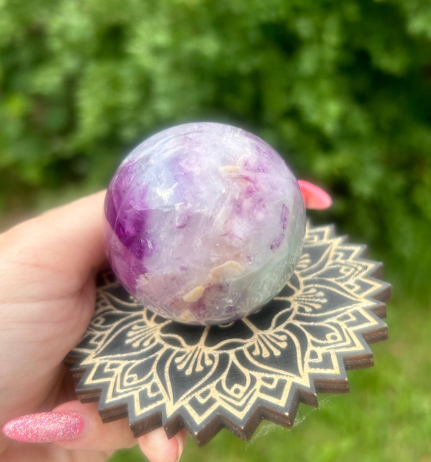 Green / Purple Fluorite sphere