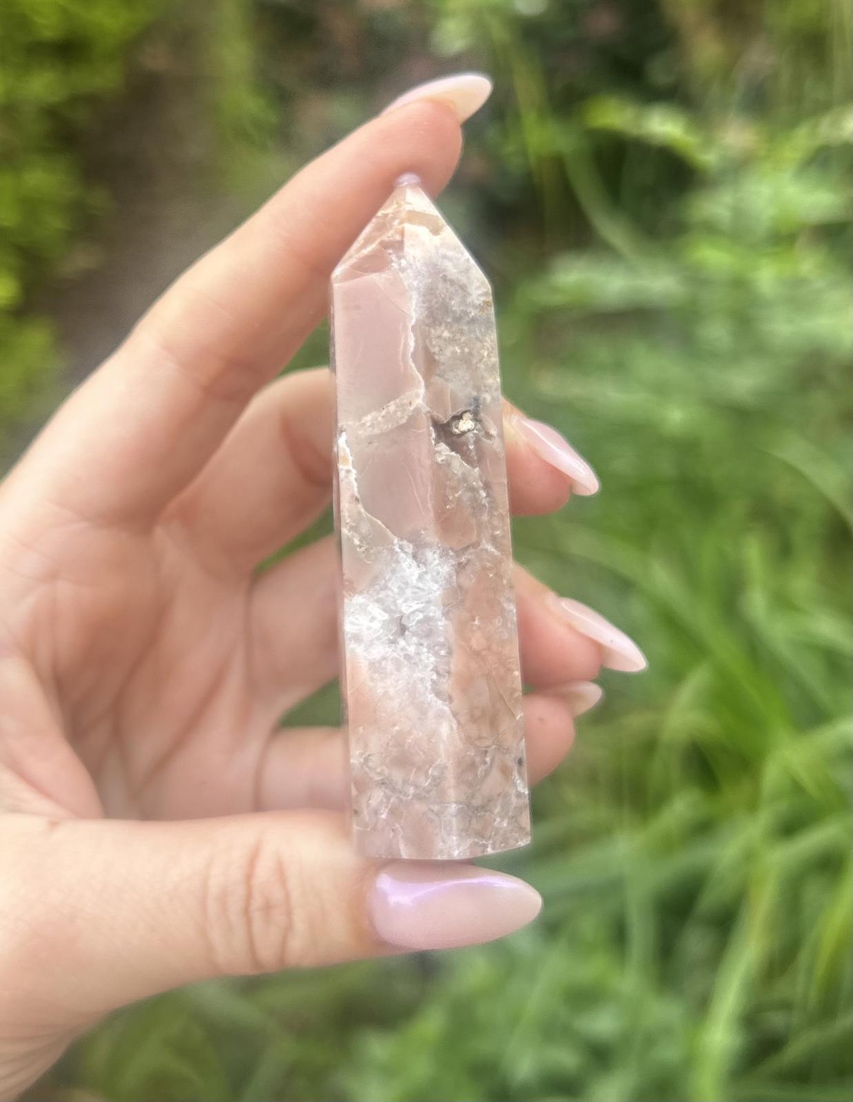 Pink Agate Druzy Quartz Tower