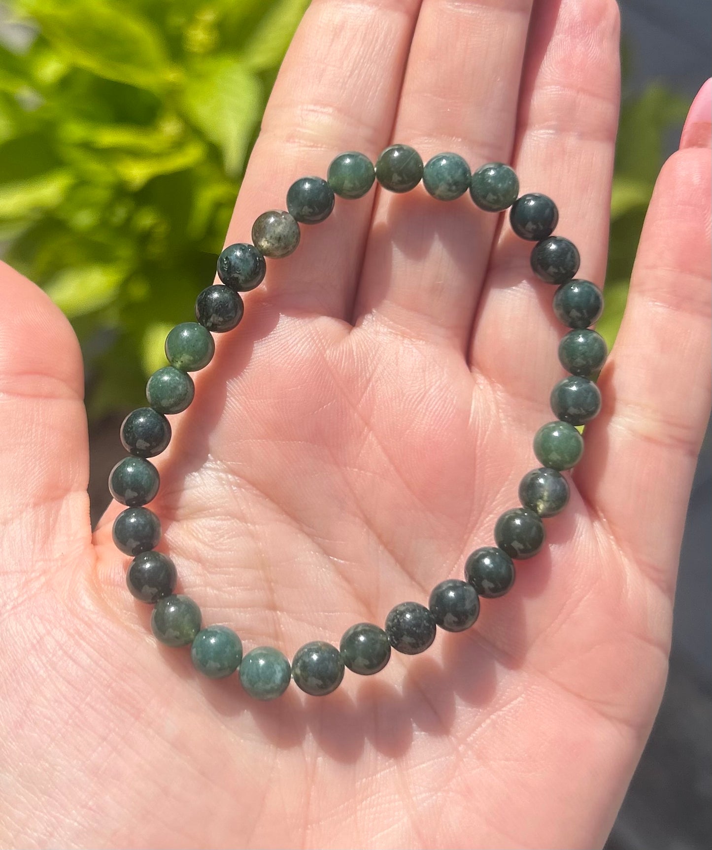 Moss Agate Crystal Beaded Bracelet