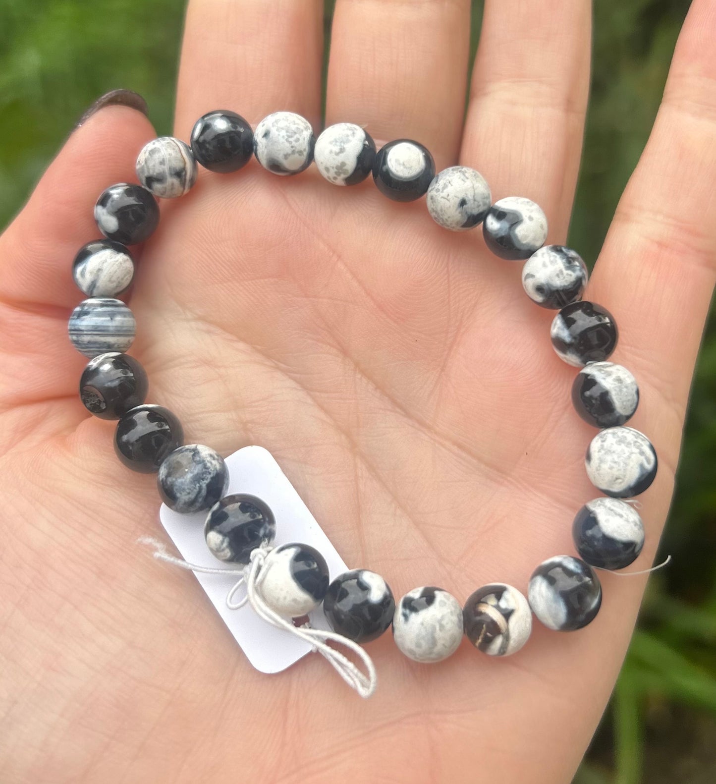 Orca Agate Crystal Beaded Bracelet