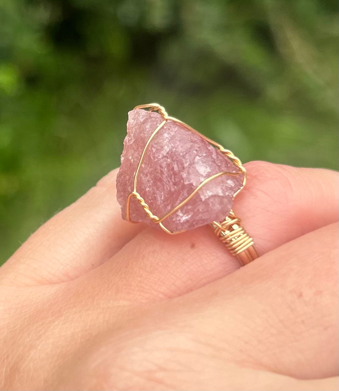Strawberry Quartz Crystal Cocktail Ring