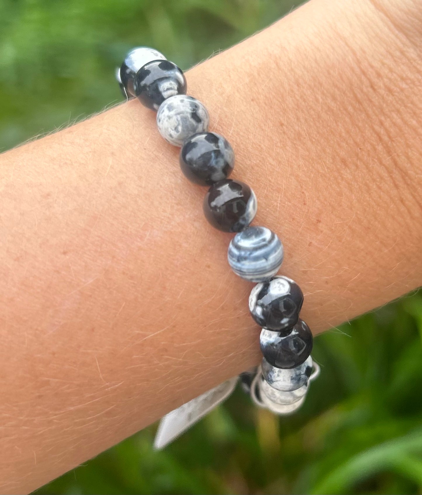Orca Agate Crystal Beaded Bracelet