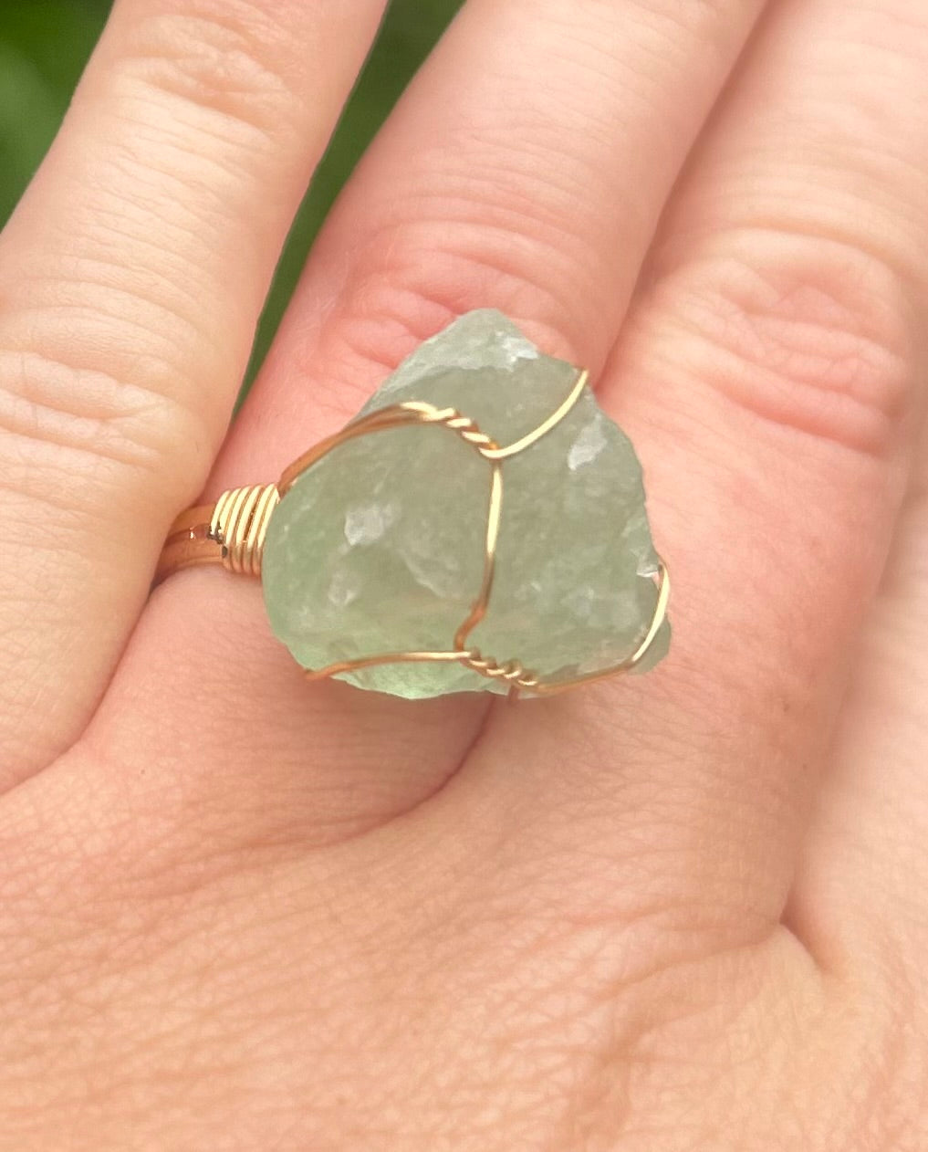 Green Fluorite Crystal Cocktail Ring