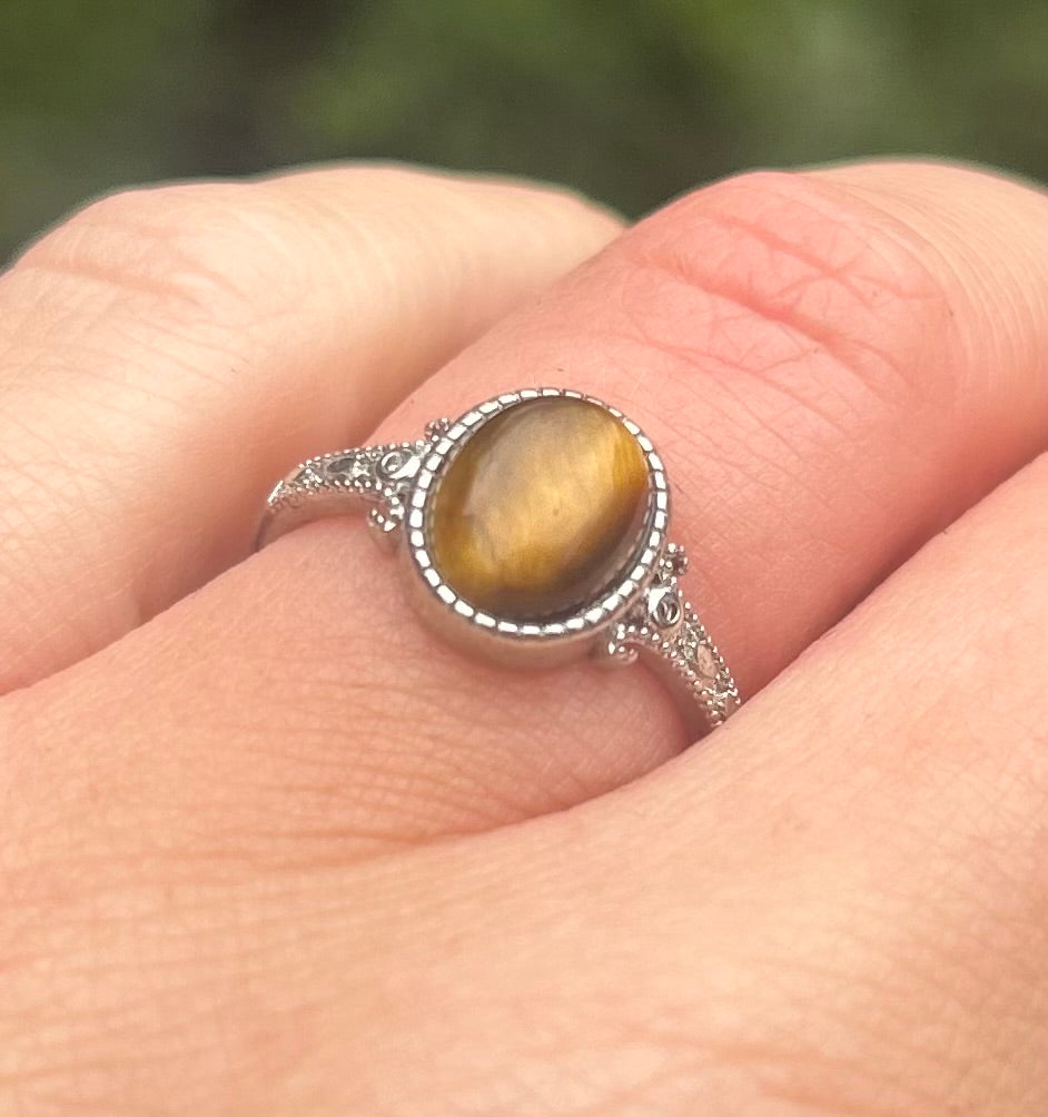 Tigers Eye Crystal Ring