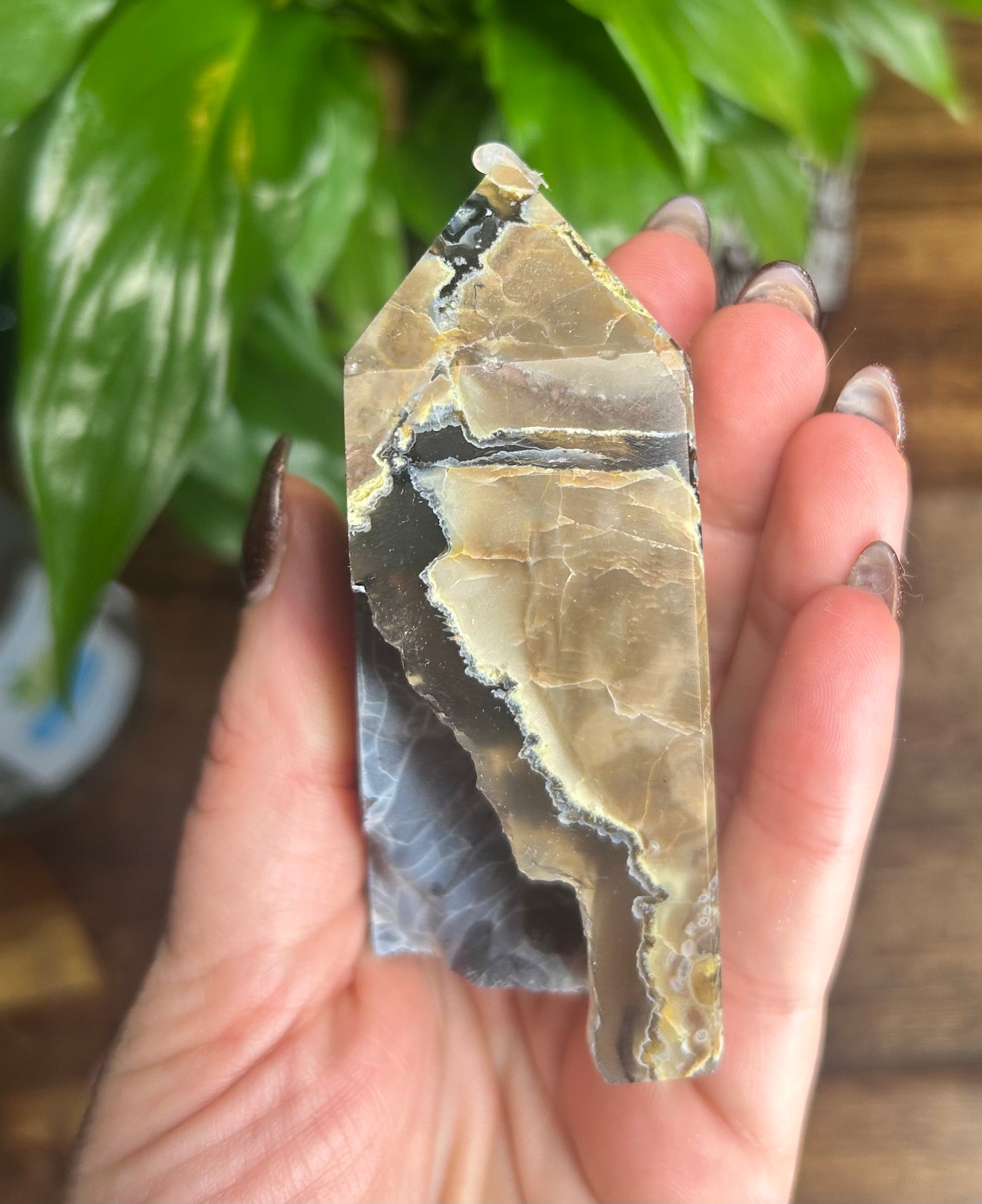 Volcano Agate Crystal Tower Carving