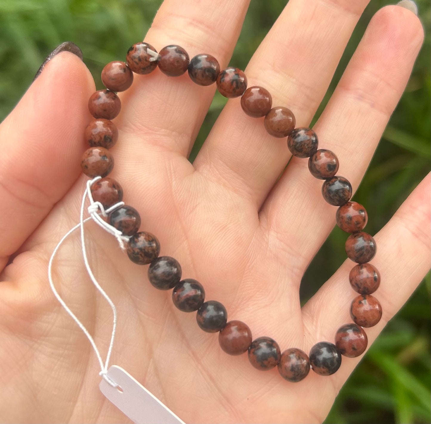 Mahogany Obsidian Beaded Crystal Bracelet