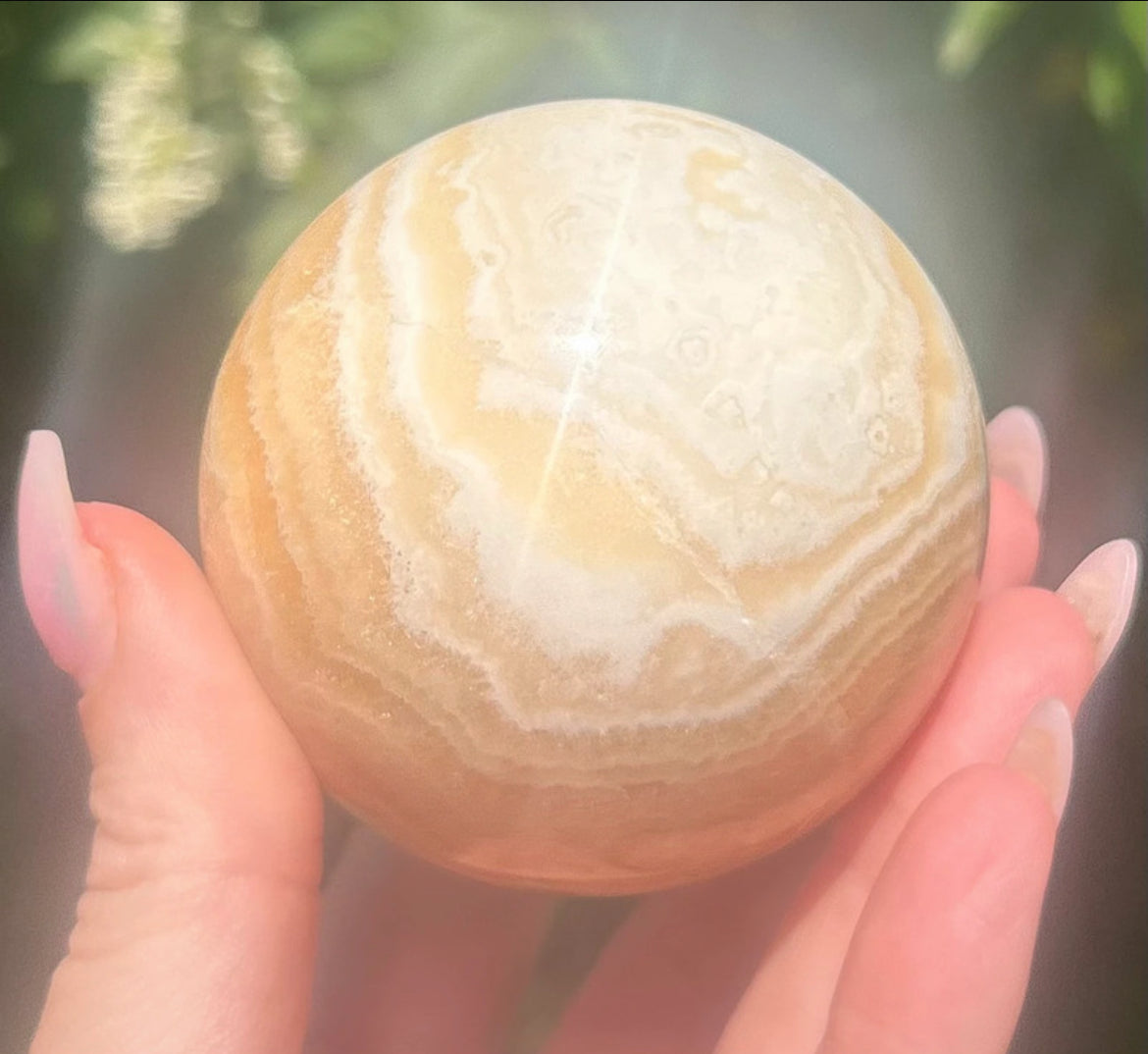 Orange Calcite Banded Sphere