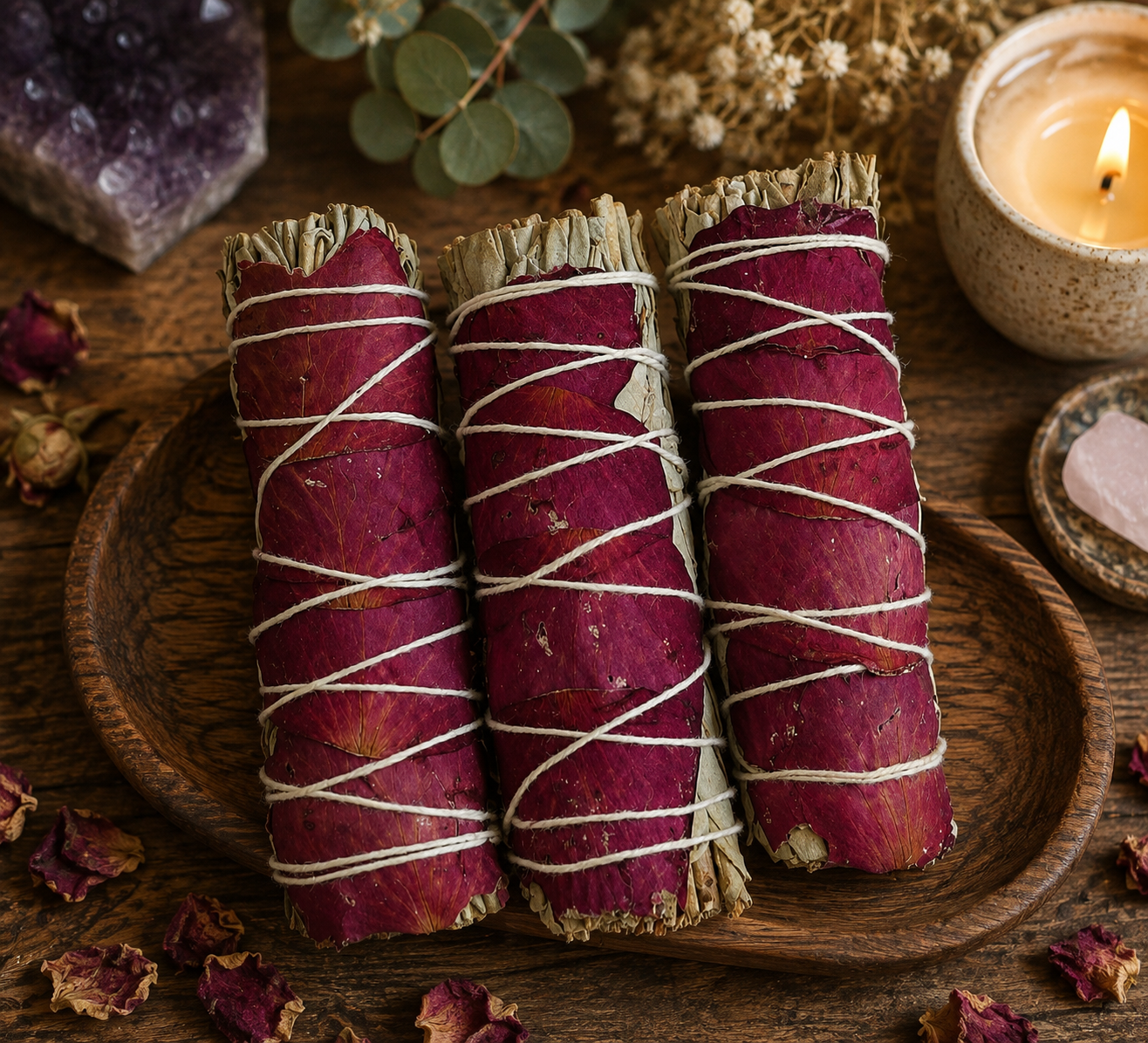 Californian White Sage with Rose Petals