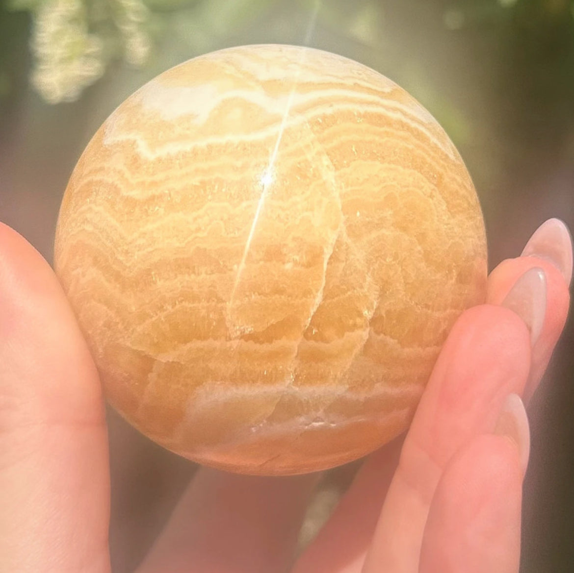 Orange Calcite Banded Sphere