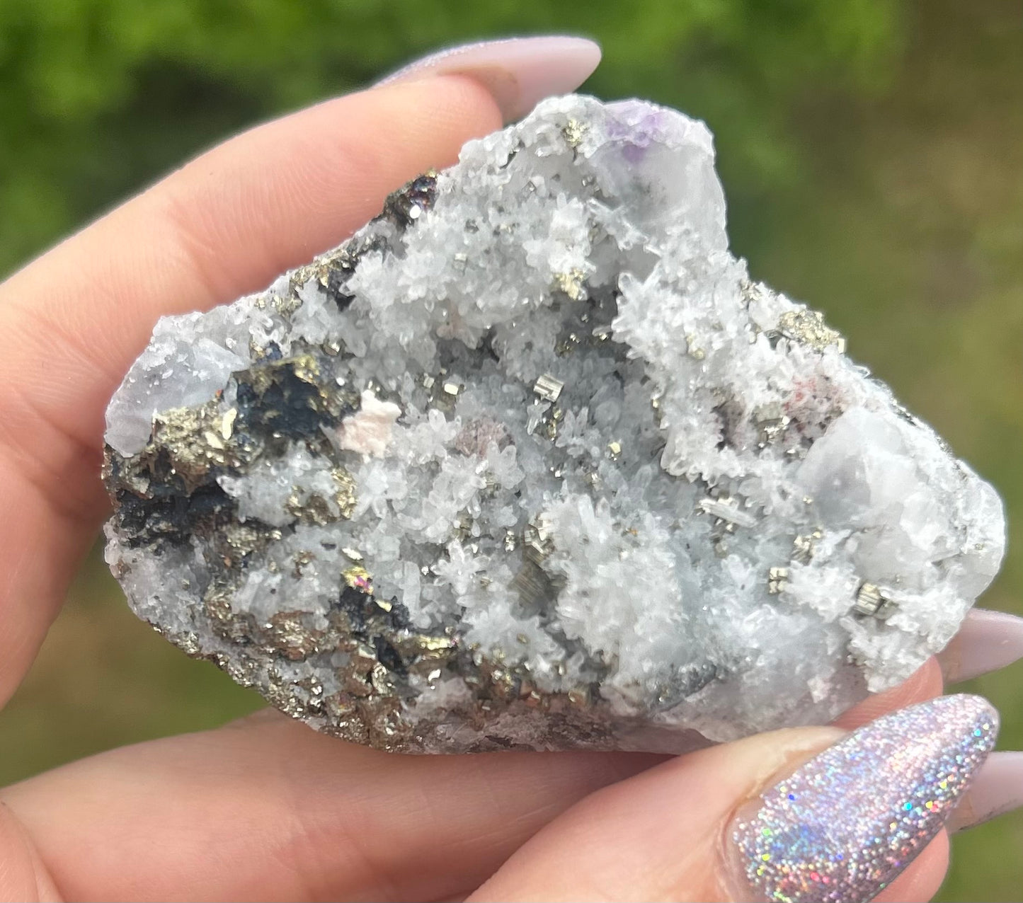 Quartz, Red Quartz, Pyrite, Galena and A Touch of Purple Fluorite