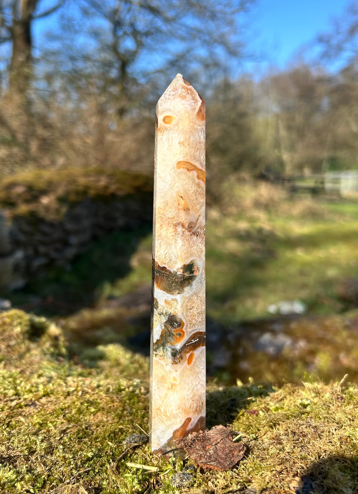 Red Moss Agate Druzy Crystal Tower