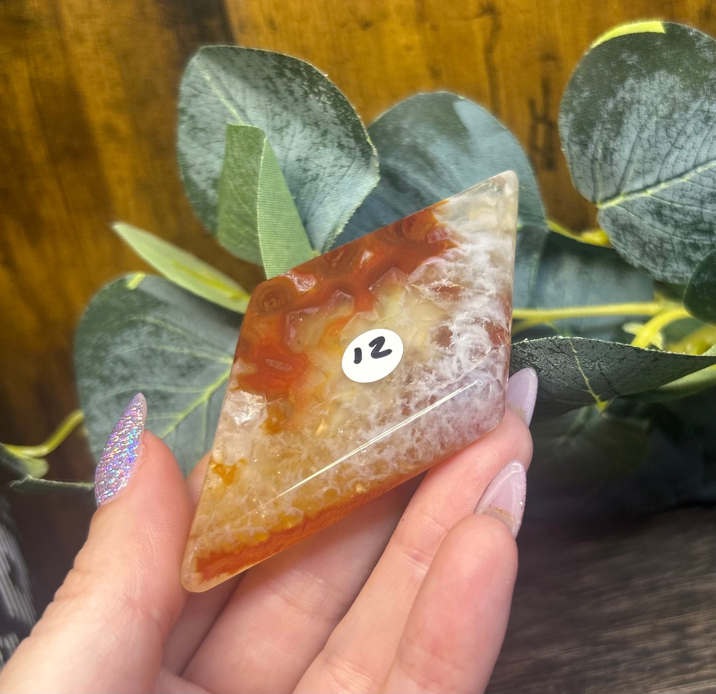 Carnelian Agate Crystal Diamond Carving