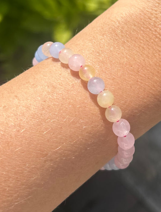 Morganite Crystal Beaded Bracelet
