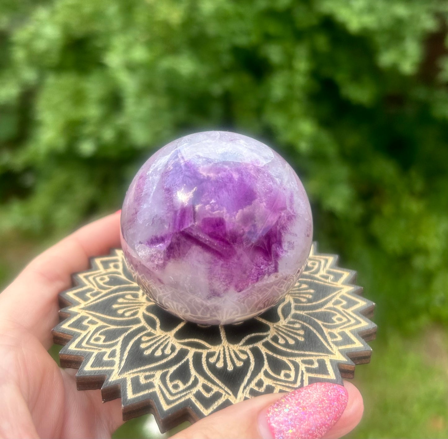Green / Purple Fluorite sphere