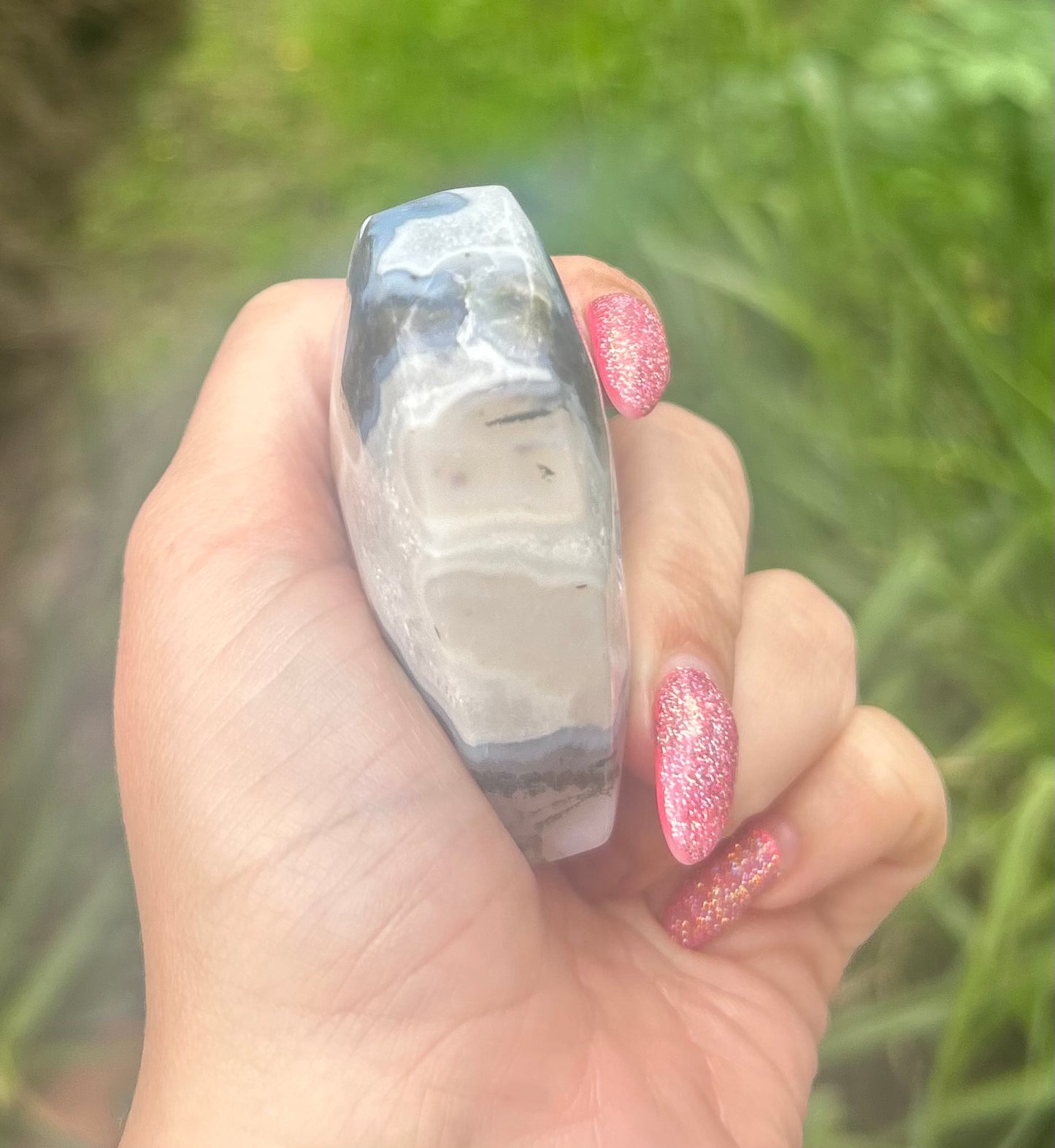 Moss Agate Chunky Druzy Quartz Heart