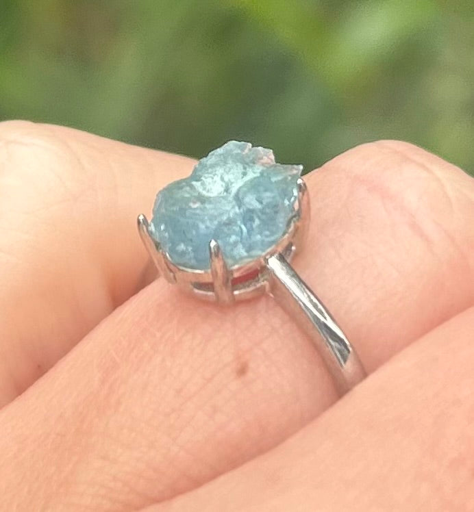 Aqua Marine Crystal Ring (A)