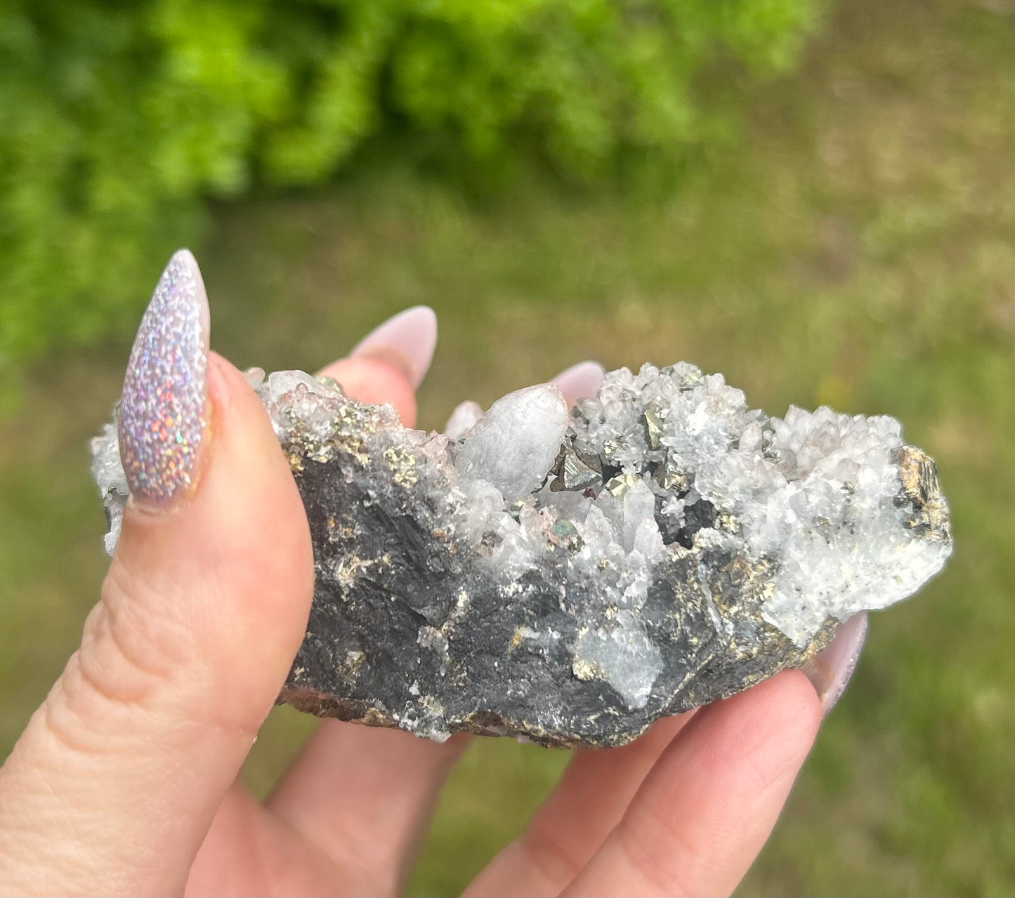 Quartz, Red Quartz, Galena and pyrite