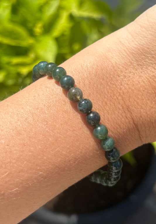 Moss Agate Crystal Beaded Bracelet