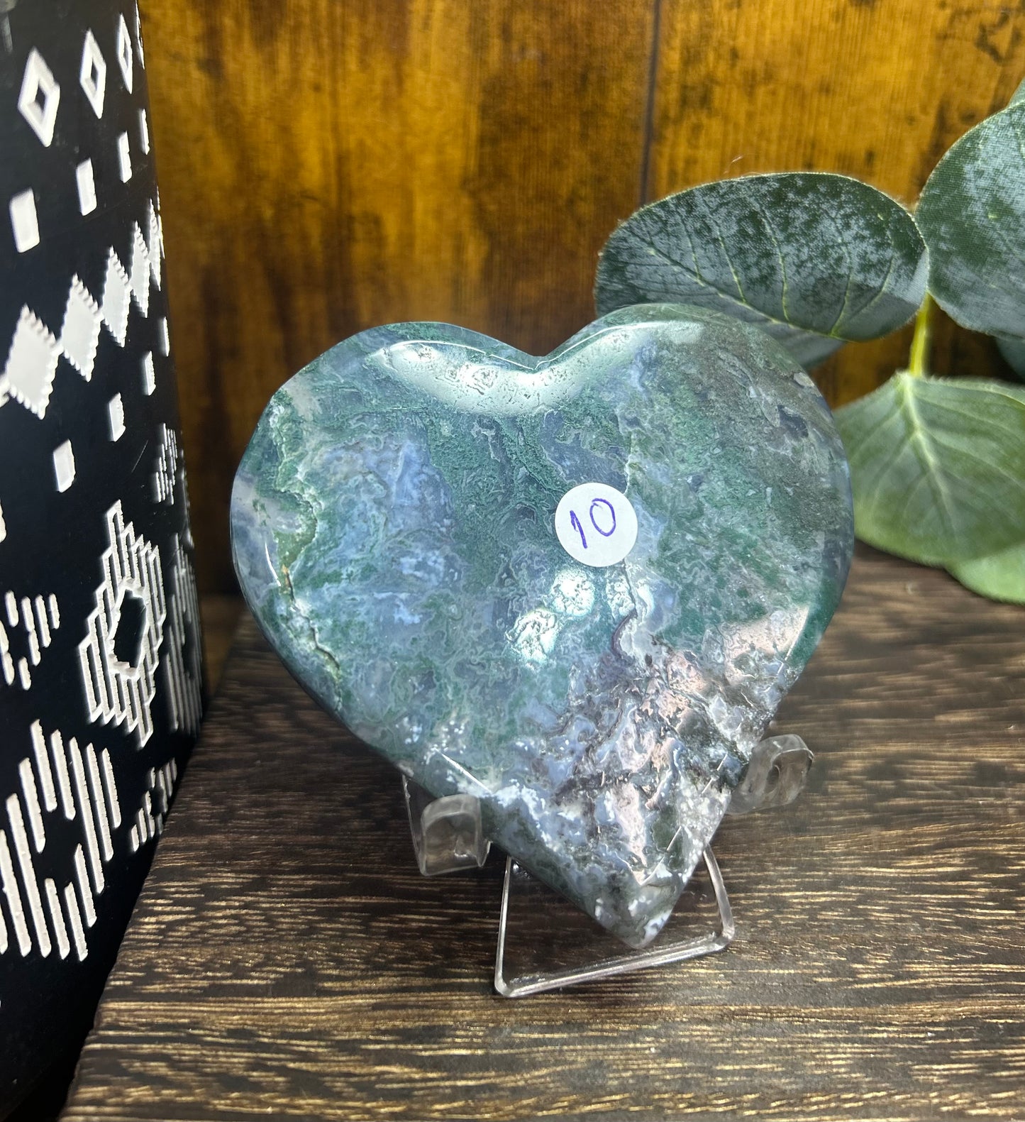 Moss Agate Large Heart