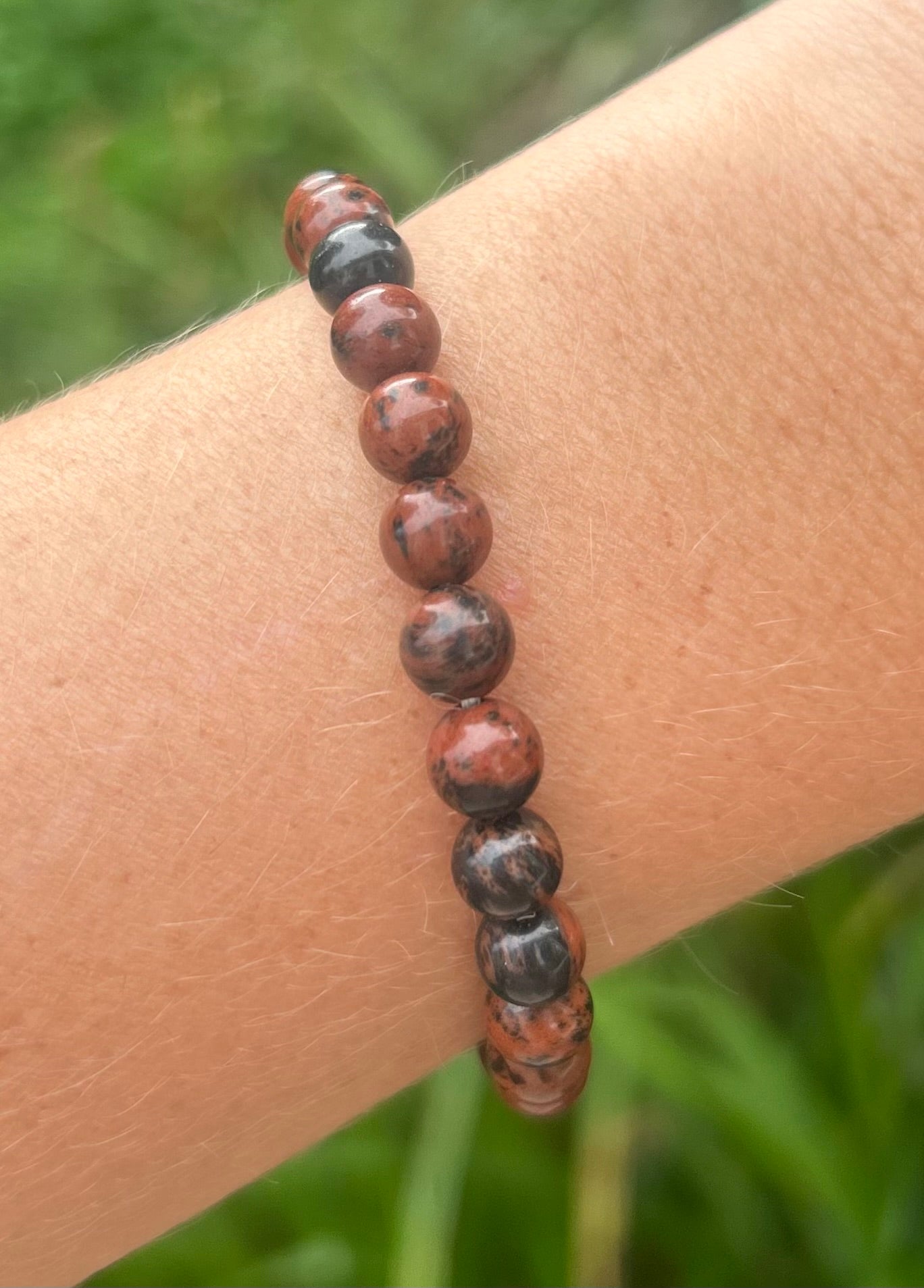 Mahogany Obsidian Beaded Crystal Bracelet