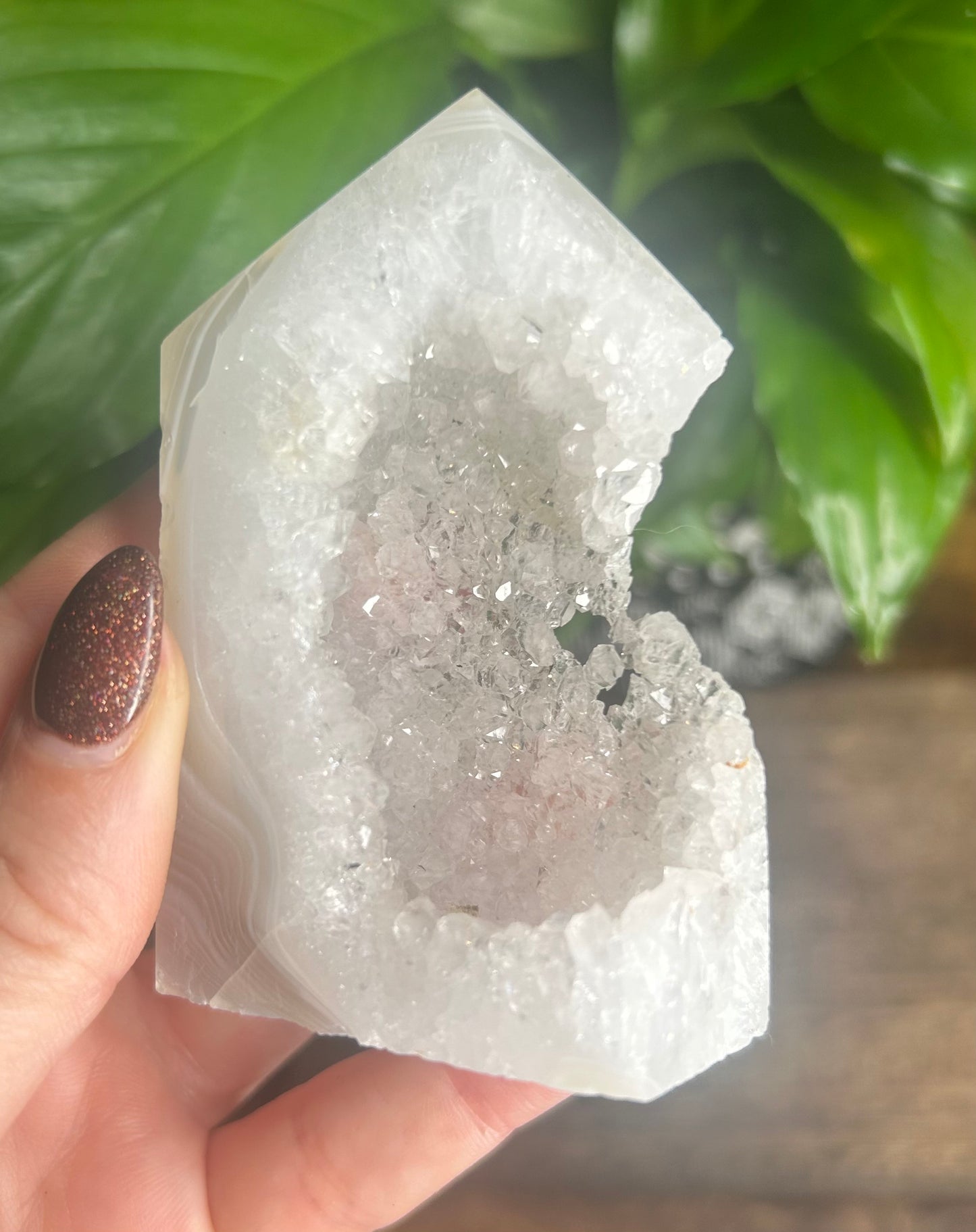 Agate Druzy Quartz Crystal Tower