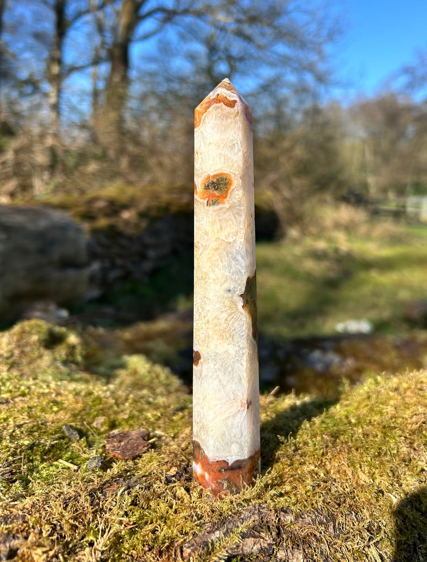 Red Moss Agate Druzy Crystal Tower