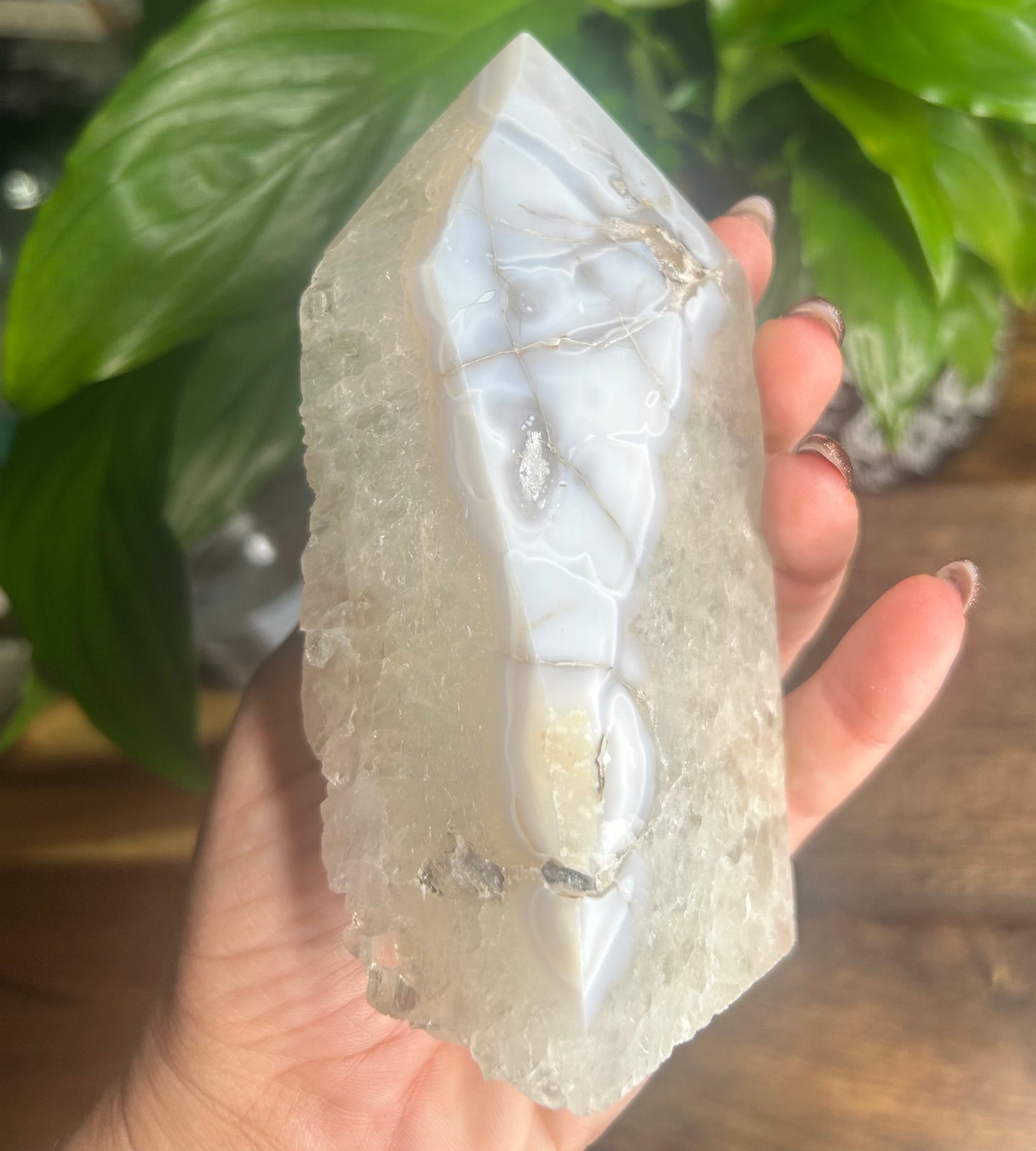 Agate Quartz Tower With Hints of Green, Lilac & Orange