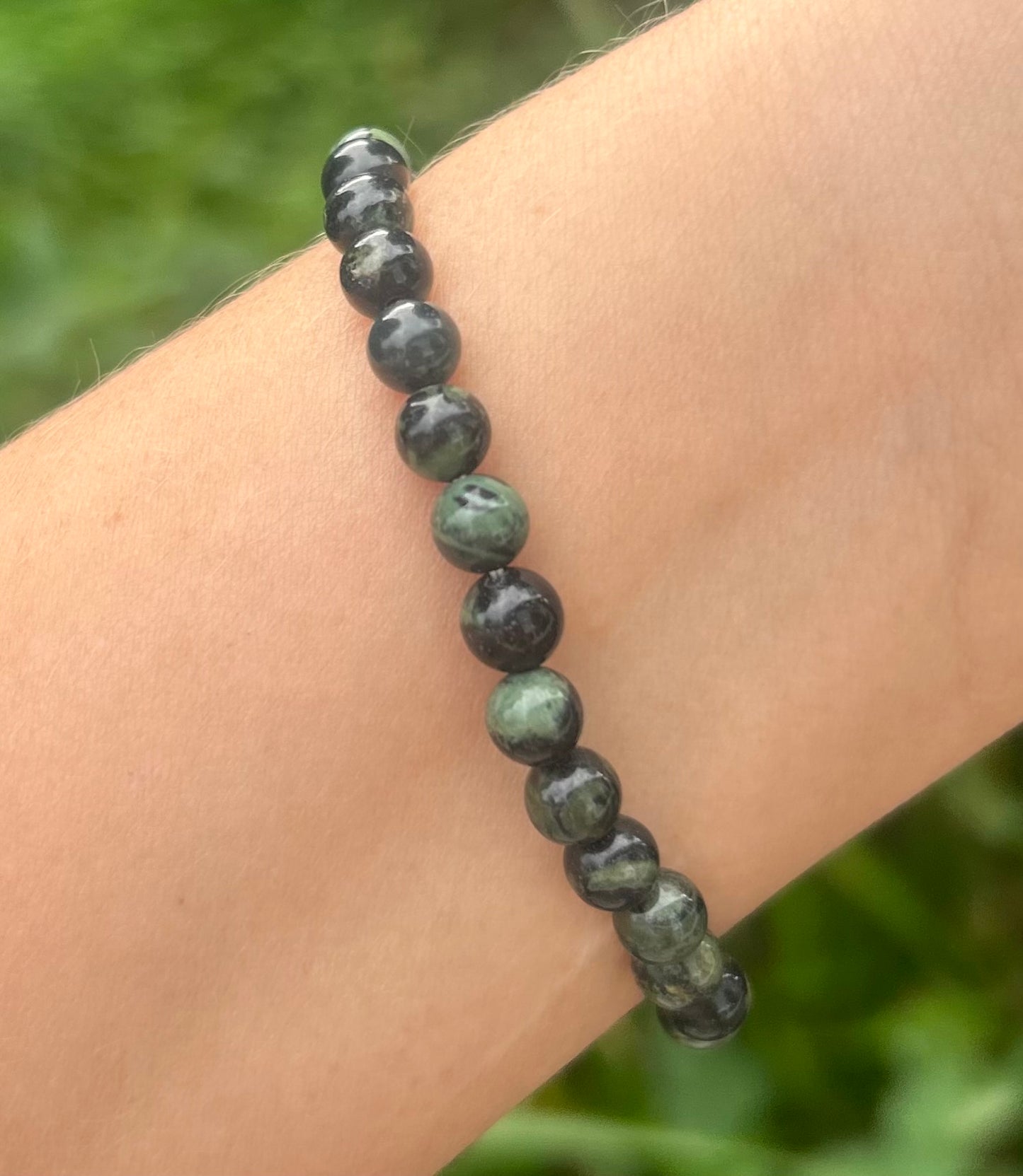 Kambaba Jasper Beaded Crystal Bracelet