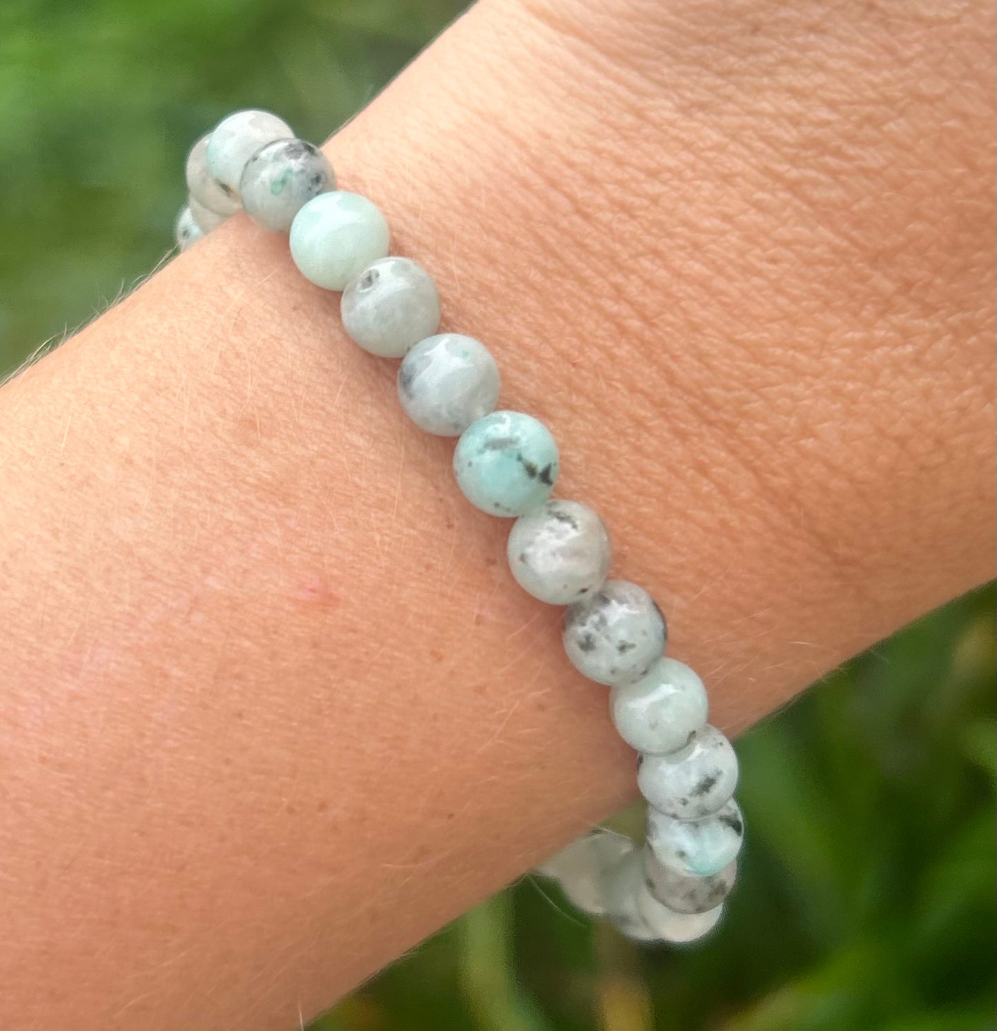 Kiwi Jasper Beaded Crystal Bracelet